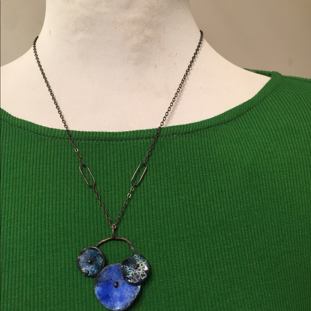 Lightweight Blue Metal Mickey Necklace